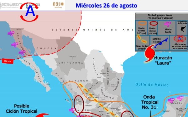 Clima hoy para Cancún y Quintana Roo 26 de agosto de 2020