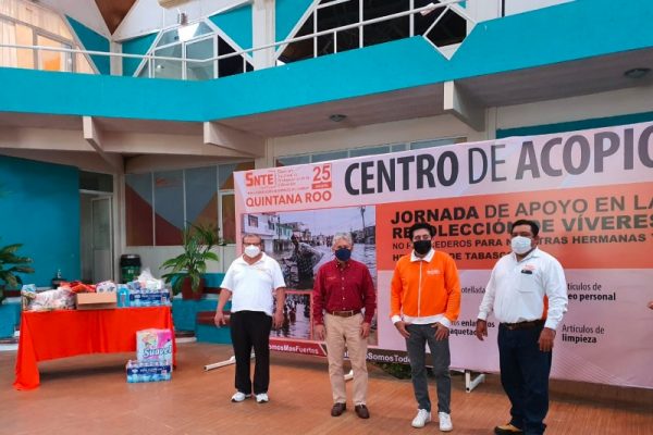 Maestros de Quintana Roo se unen a la colecta de víveres para damnificados de Tabasco