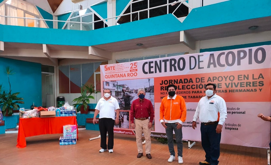 Maestros de Quintana Roo se unen a la colecta de víveres para damnificados de Tabasco