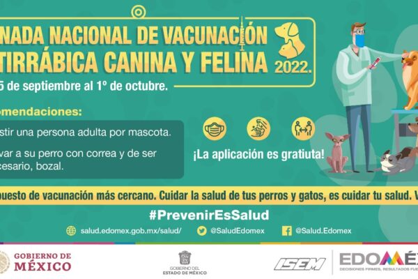 Del 25 de septiembre al 1 de octubre la Jornada Nacional de Vacunación Antirrábica Canina y Felina