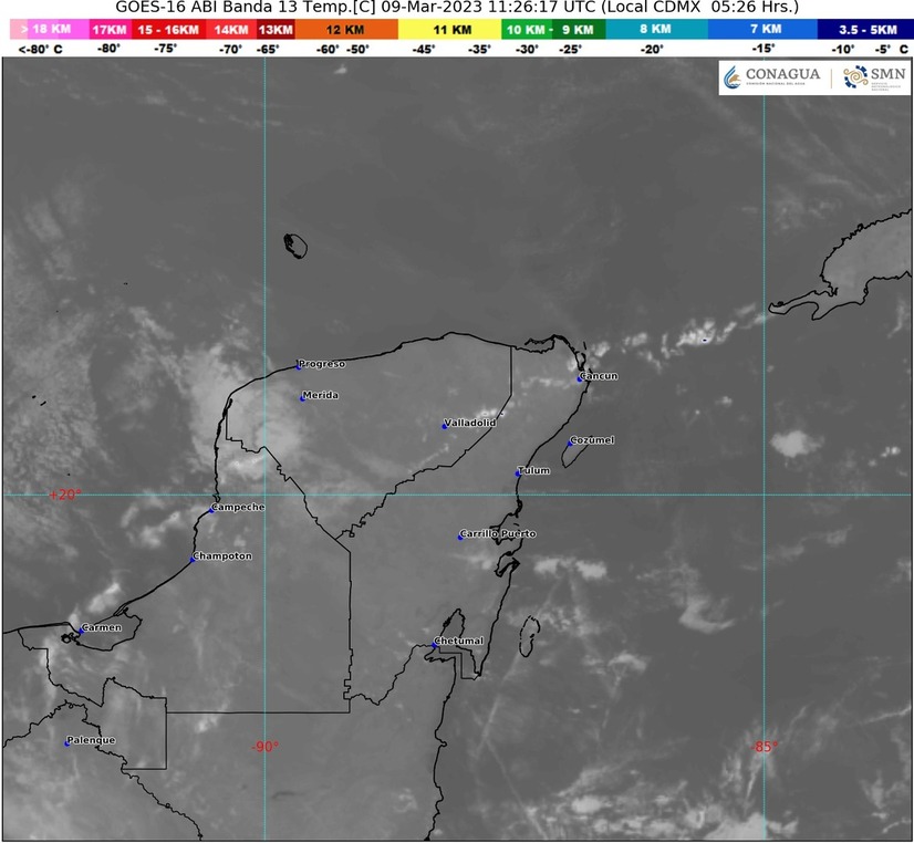 Pronóstico del clima para Quintana Roo: Dia nublado y sin lluvia