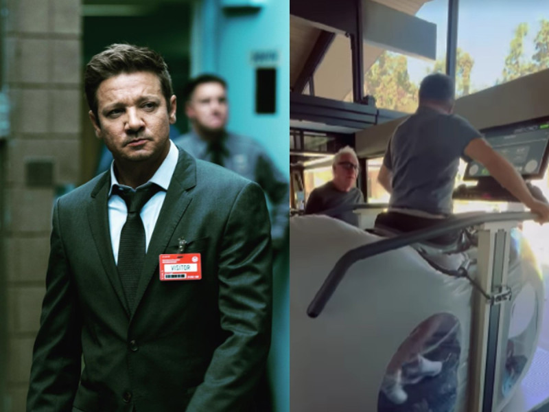 Jeremy Renner camina por primera vez tras accidente