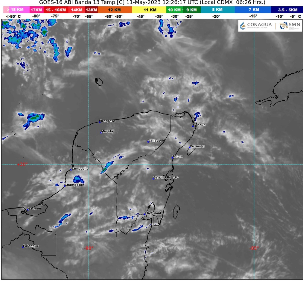 Pronóstico de cielo medio nublado y chubascos para Quintana Roo