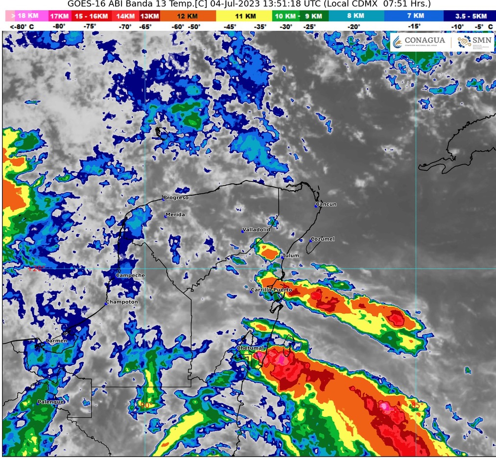 Prevén lluvias puntuales fuertes en Quintana Roo