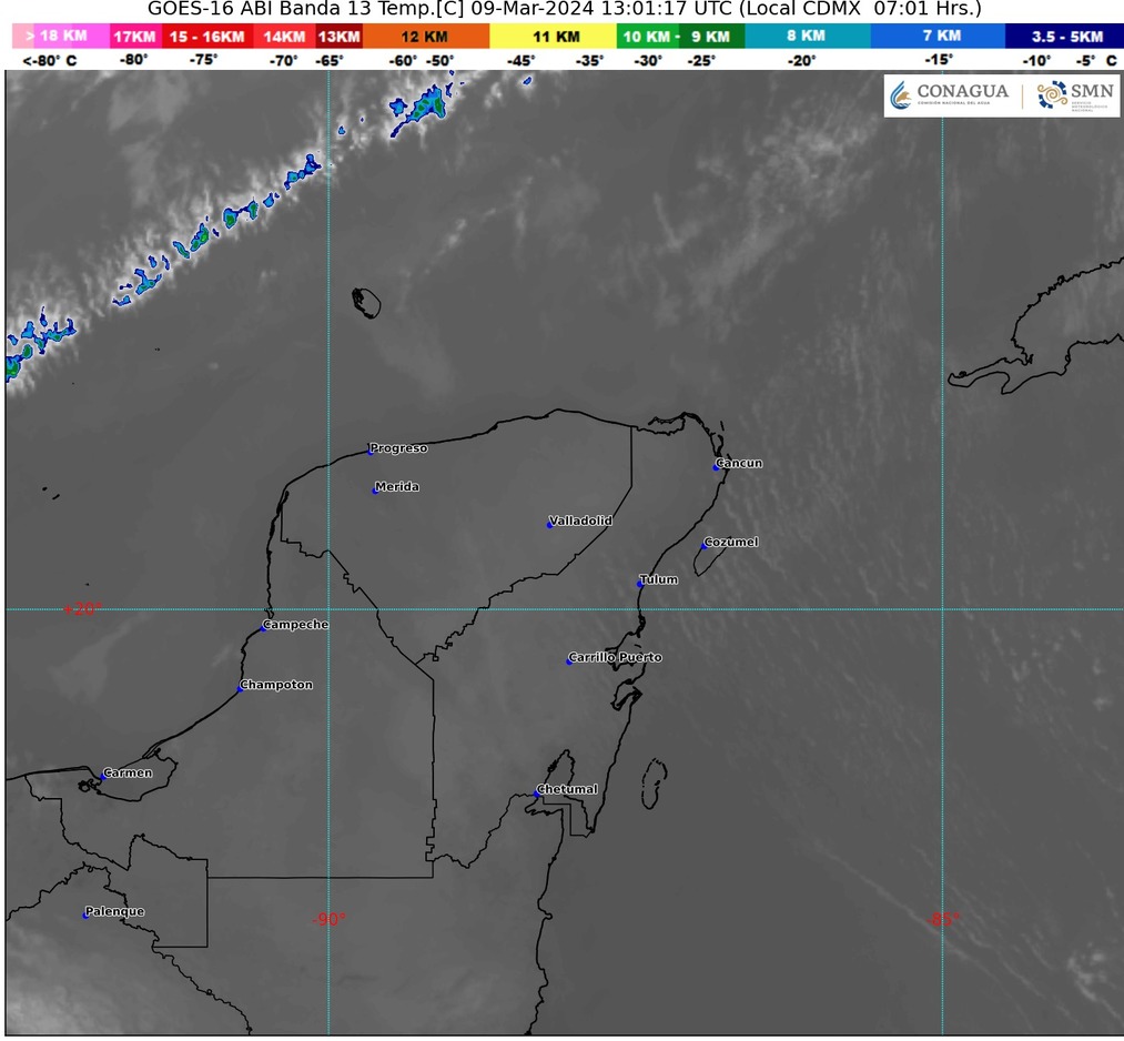 NUBOSIDAD Y LLUVIAS AISLADAS EN CAMPECHE Y QUINTANA ROO