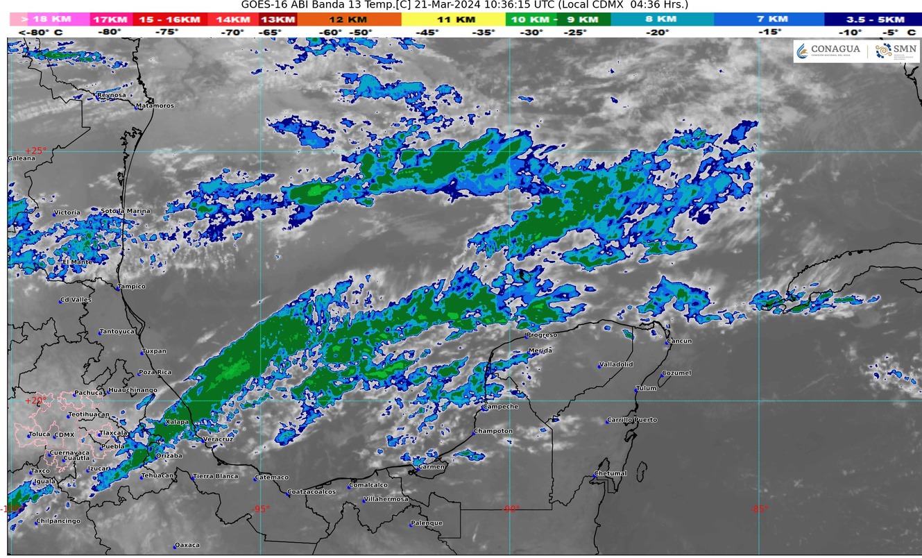 Bochorno y posibles lluvias en la Península de Yucatán