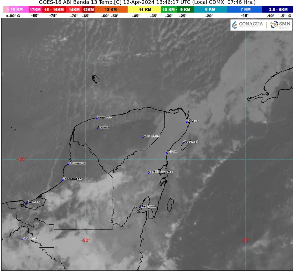 Frente frío No. 45 provoca lluvias y vientos en la Península de Yucatán