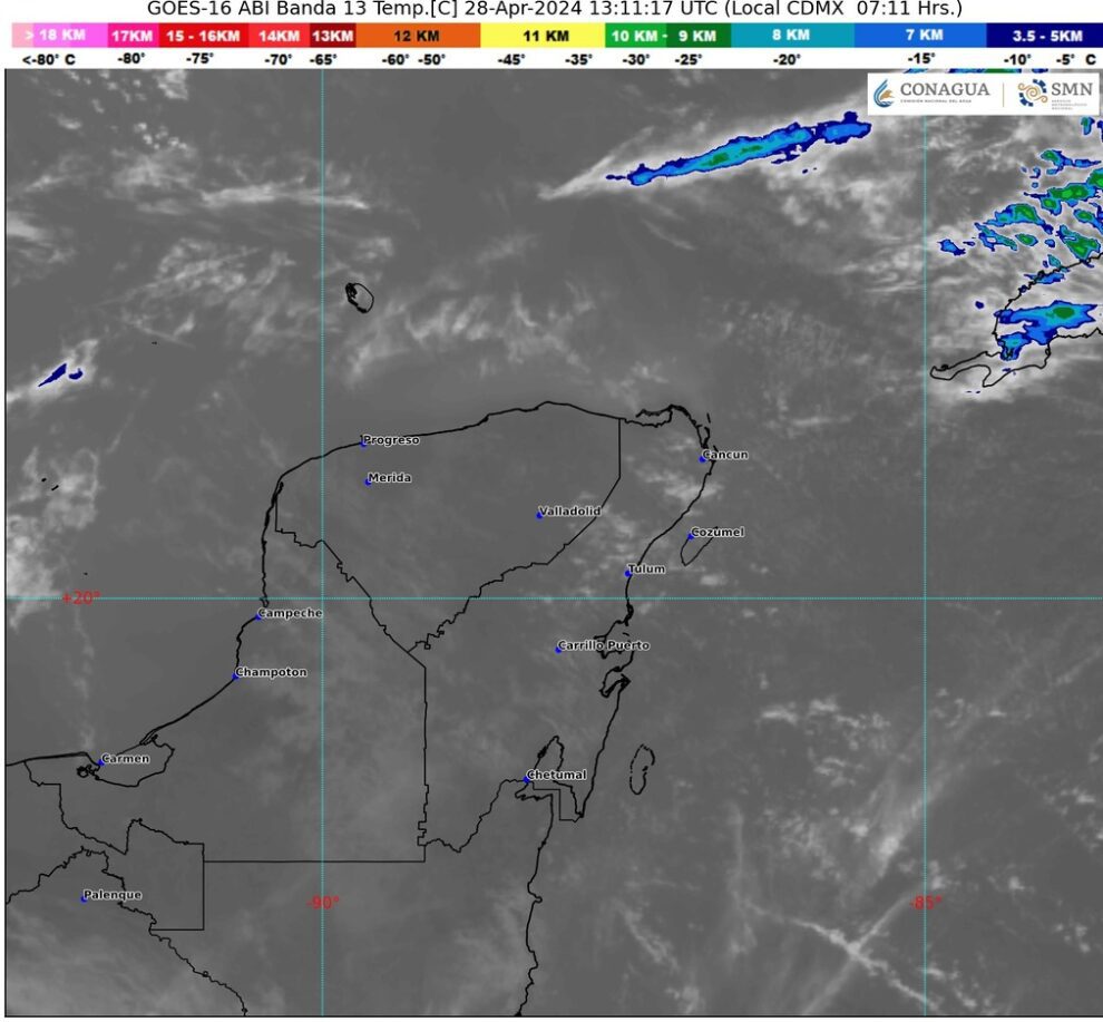 CALOR EXTREMO EN LA PENÍNSULA DE YUCATÁN; LLUVIAS FUERTES EN QUINTANA ROO