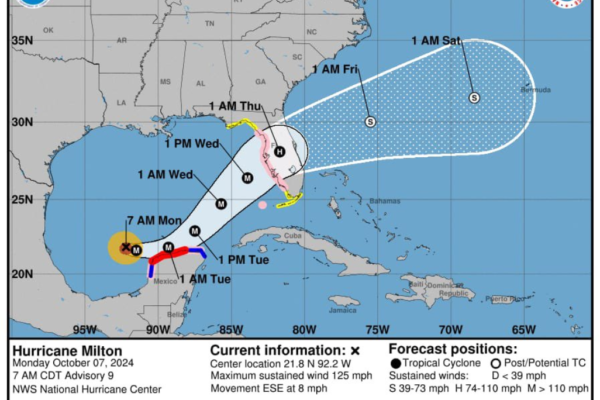 🔸 ACTUALIZACIÓN 🔸 Bandas del huracán Milton impactarán Campeche, Yucatán y Quintana Roo con categoría 4