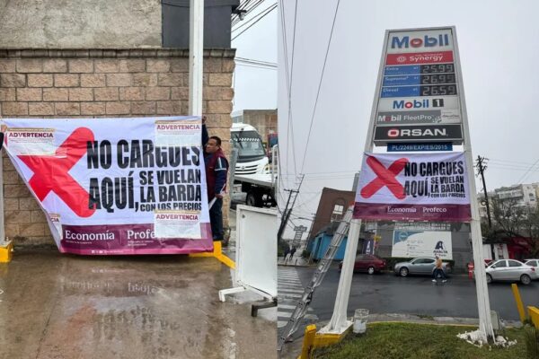 Profeco exhibe con lonas a gasolineras con precios elevados