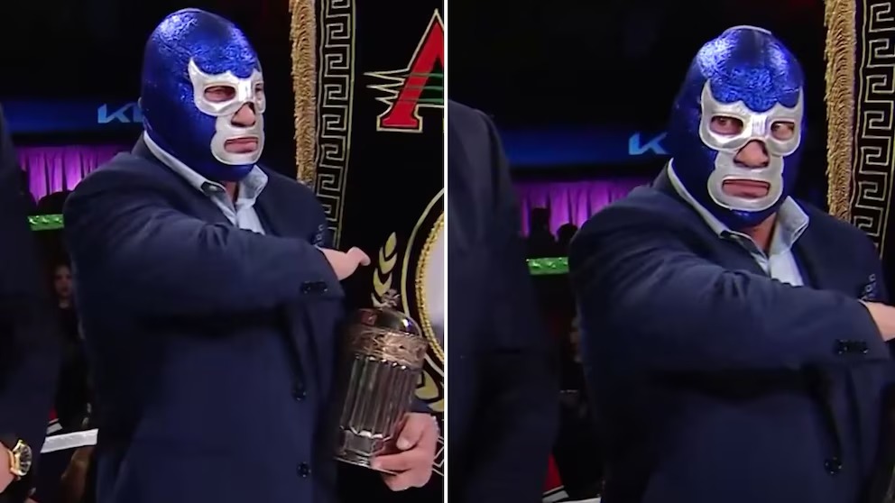 Blue Demon Jr. no perdona, reacción viral tras error en el Himno Nacional en evento WWE y AAA