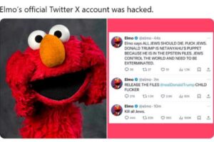 Hackean cuenta de Elmo, de ‘Plaza Sésamo’, en X y publican comentarios antîsemîtas y racîstas