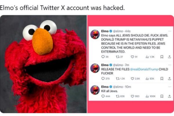 Hackean cuenta de Elmo, de ‘Plaza Sésamo’, en X y publican comentarios antîsemîtas y racîstas