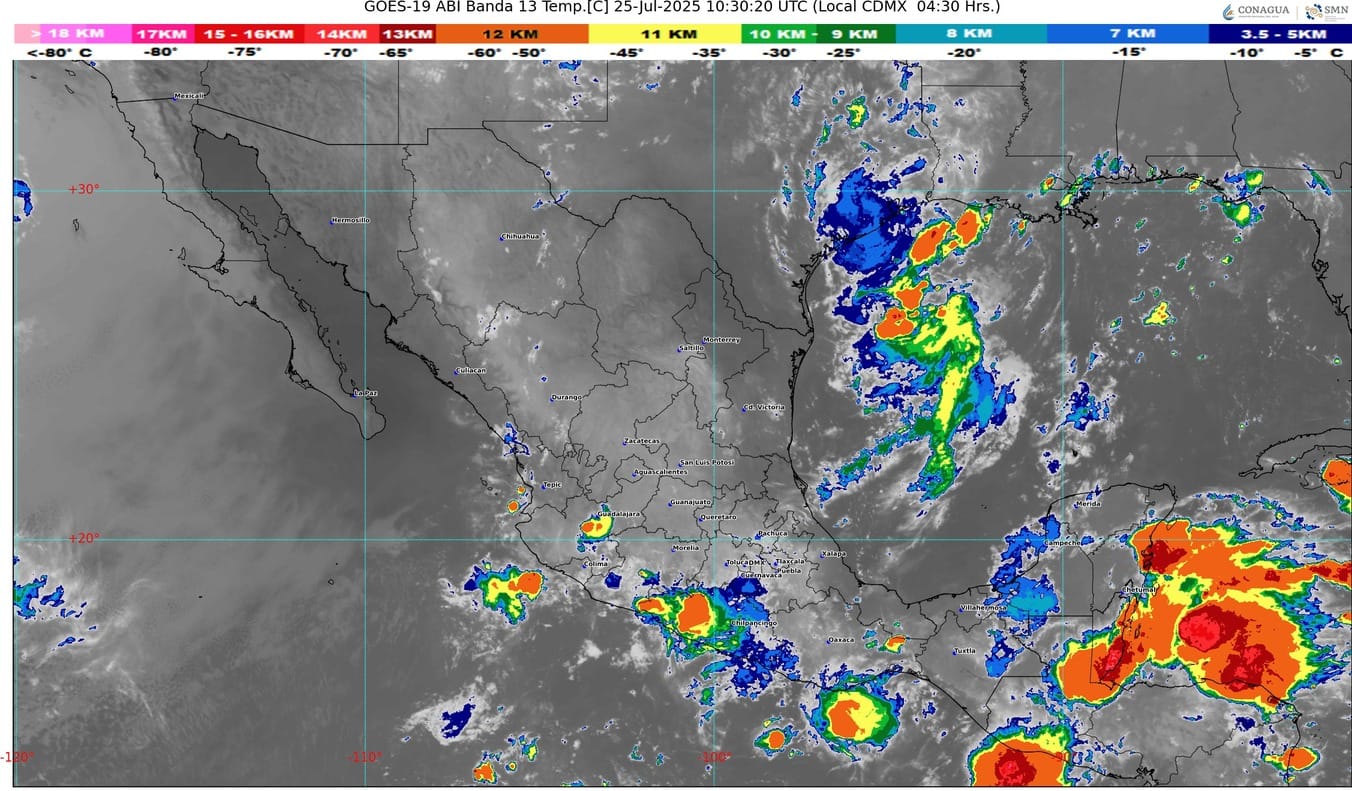 Lloverá fuerte en el Sureste y la península de Yucatán