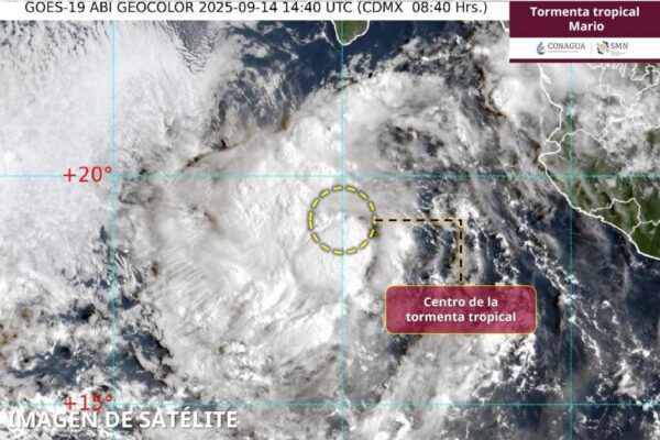 Tormenta tropical Mario se intensifica frente a Baja California Sur