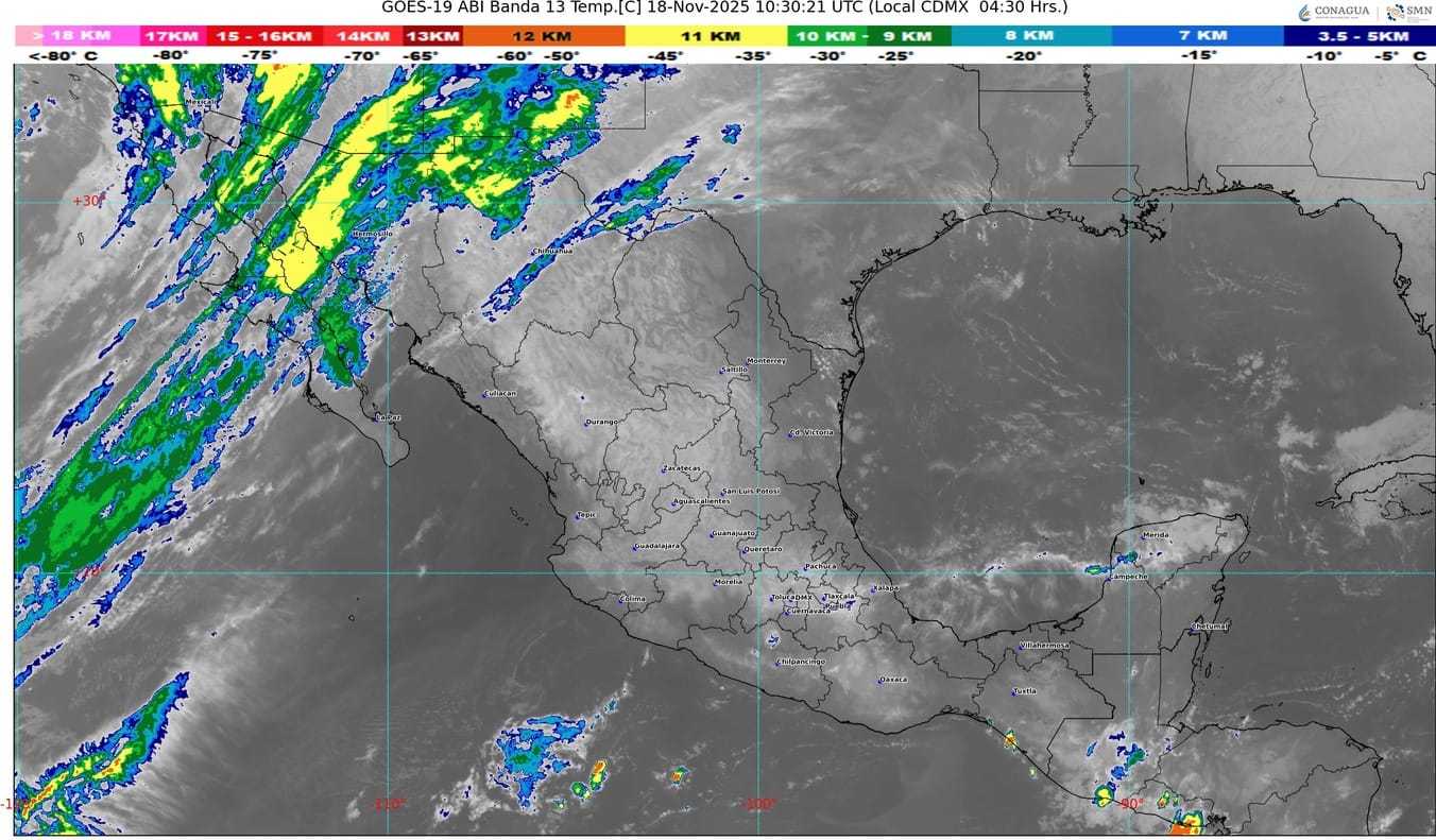 El frente frío 15 se desplazará sobre el noroeste de México