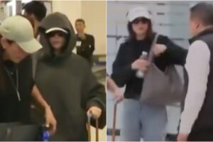 Fátima Bosch regresa a México, con capucha y lentes oscuros; la Miss Universo trata de pasar desapercibida