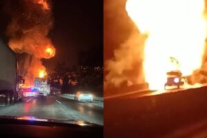 Pipa cargada con gas LP explota en carretera México-Querétaro