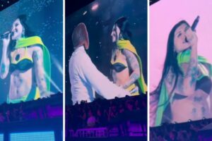 Cazzu fue la invitada en el concierto de Bad Bunny y cantó la supuesta canción dedicada a Ángela Aguilar