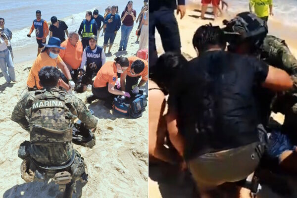 Marina rescata a una persona en playa El Malecón, en San Felipe, Baja California